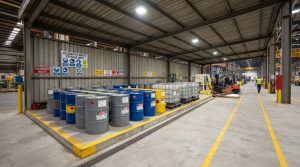 Zona segura para almacenar residuos industriales separados