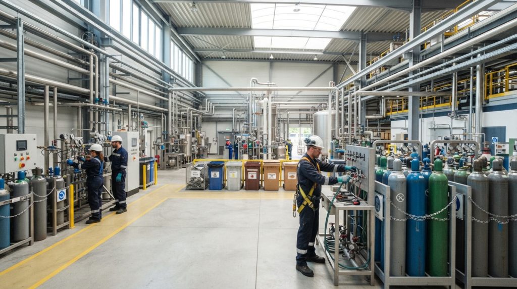 Gestión de residuos industriales en una planta con gases técnicos